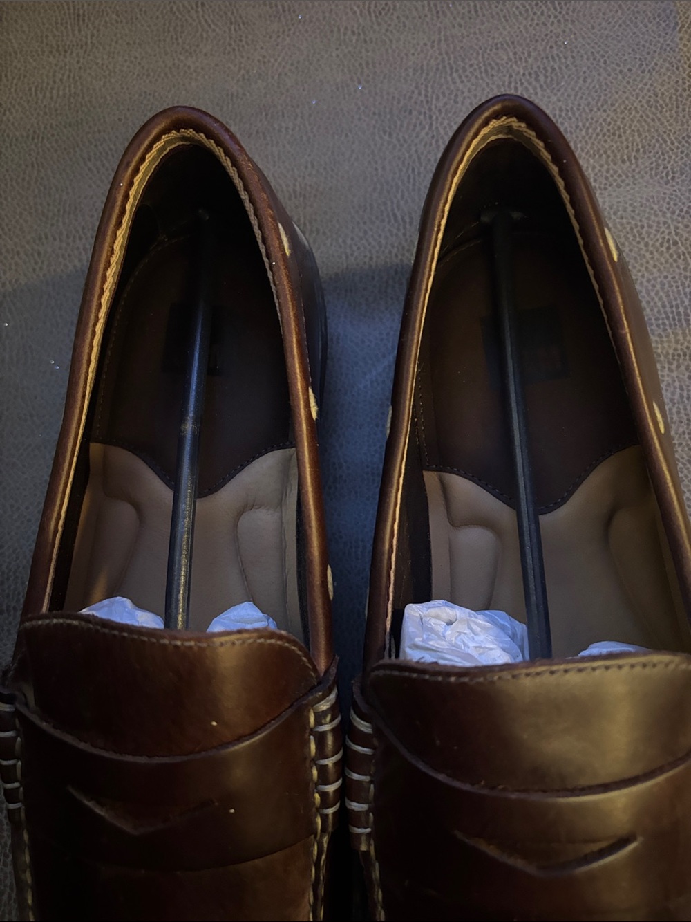 Johnston & Murphy Men's Brown Leather Penny Loafers - Picture 6 of 8